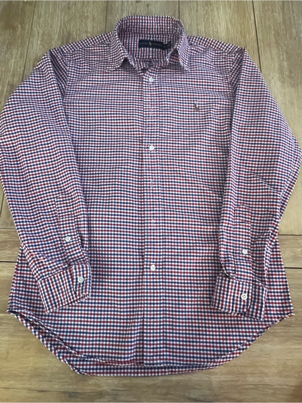 Ralph Lauren Red & Blue Checked Long-Sleeve Dress Shirt